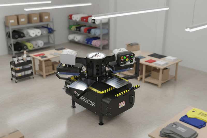 Carrossel Produzir DTF integração mecânica e térmica para eliminar gargalos na operação